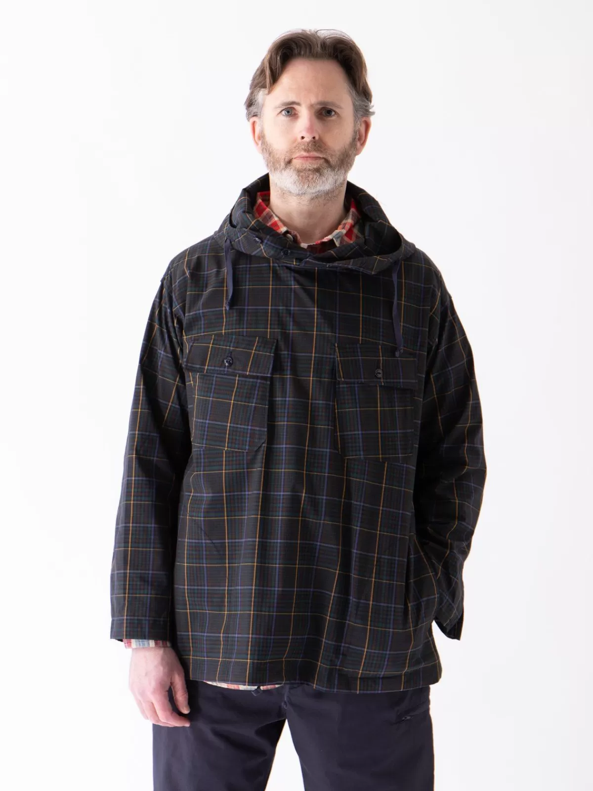 Dark Brown Polyester Rayon Glen Plaid Cagoule Shirt^Engineered Garments Sale