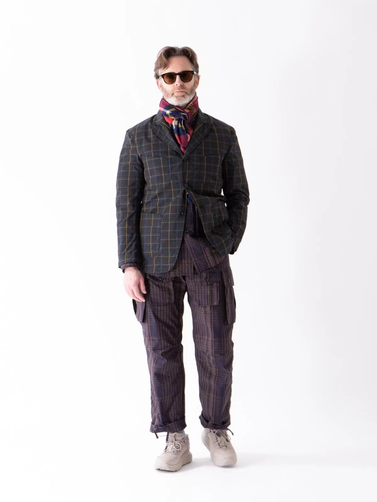 Dark Brown Polyester Rayon Glen Plaid Nb Jacket^Engineered Garments Best Sale