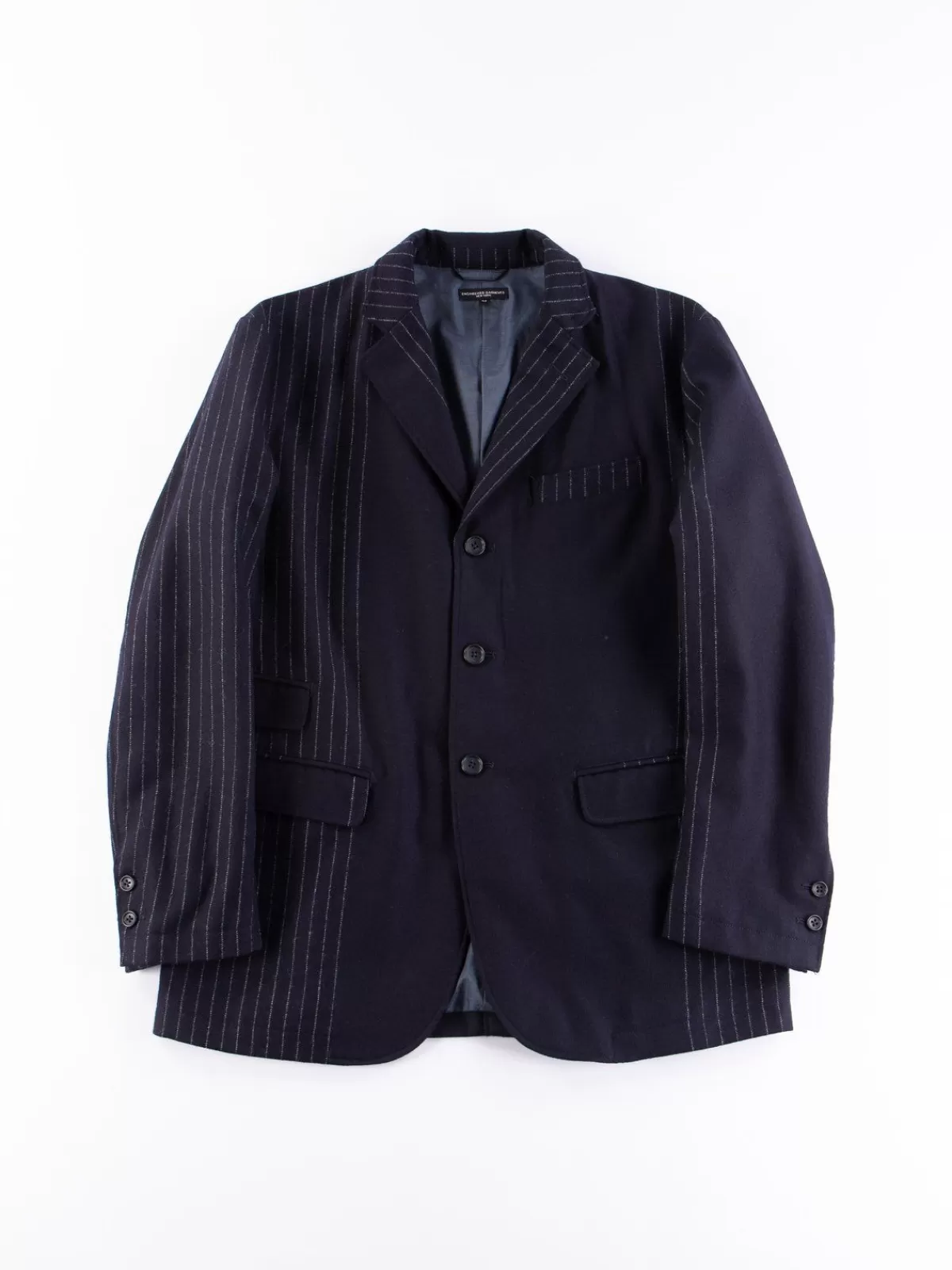 Dark Navy Wool Chalk Stripe Lawrence Jacket^Engineered Garments Clearance