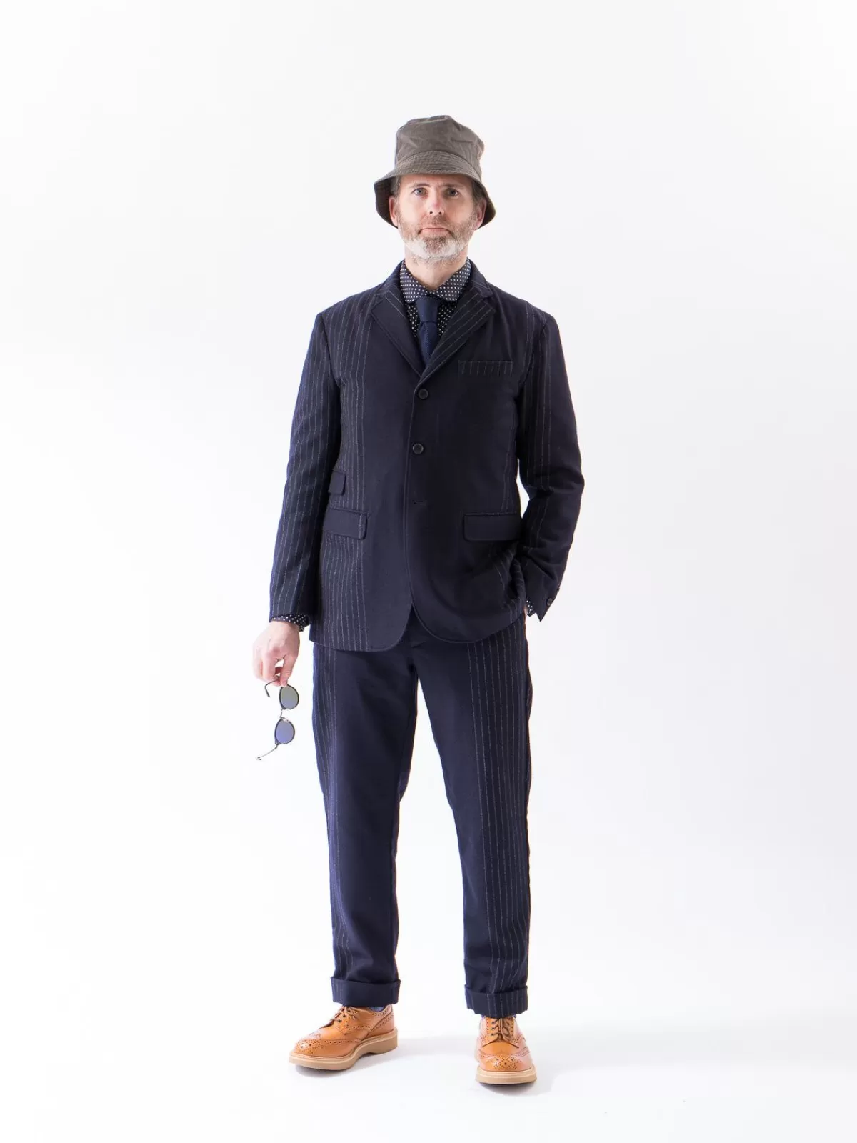 Dark Navy Wool Chalk Stripe Lawrence Jacket^Engineered Garments Clearance