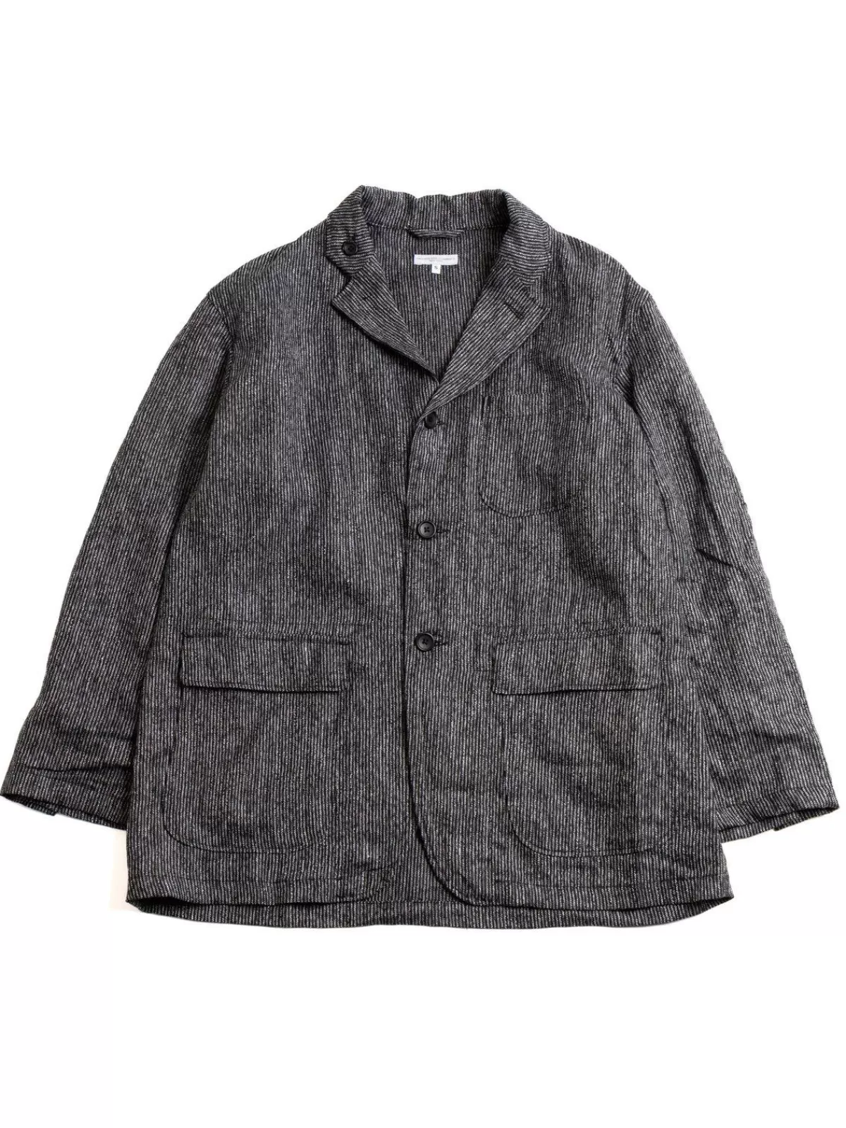 Loiter Jacket Black Grey Linen Stripe^Engineered Garments Online