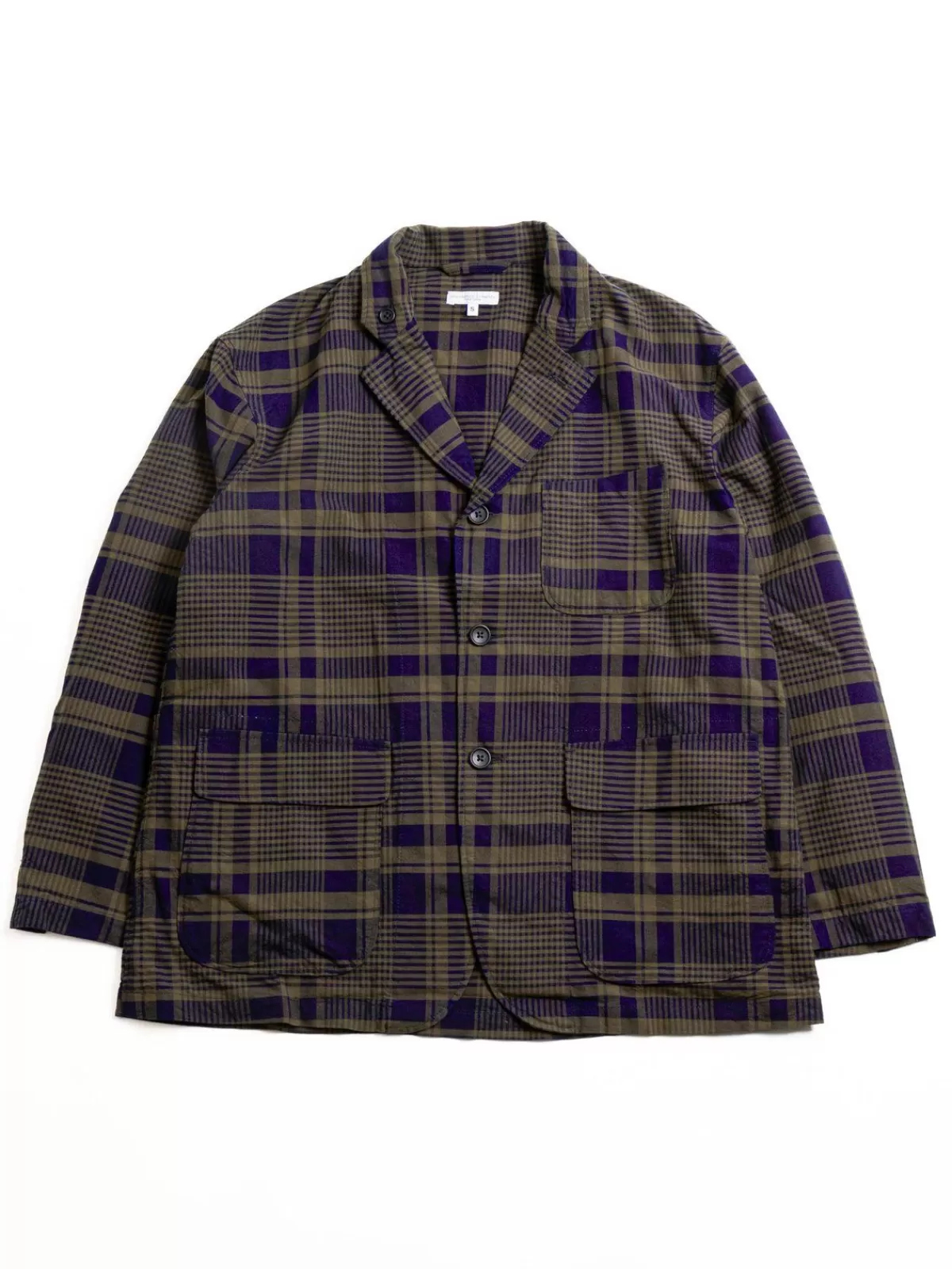Loiter Jacket Navy/Olive Cotton Plaid^Engineered Garments Clearance