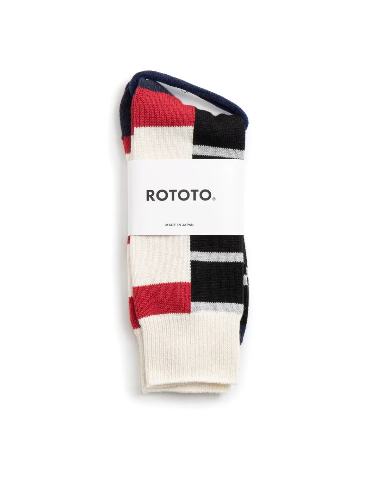 Multi Rugger Pattern Crew Socks Red/Wht/Nvy^RoToTo Shop