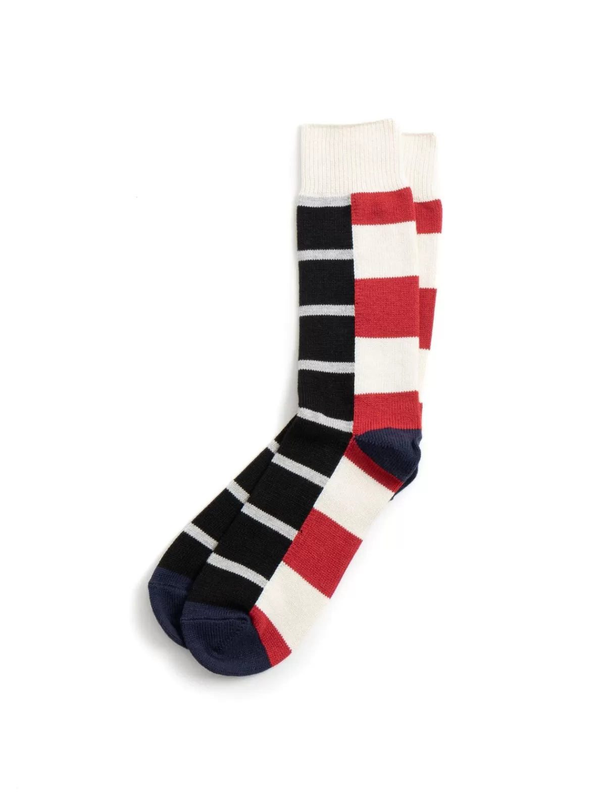 Multi Rugger Pattern Crew Socks Red/Wht/Nvy^RoToTo Shop