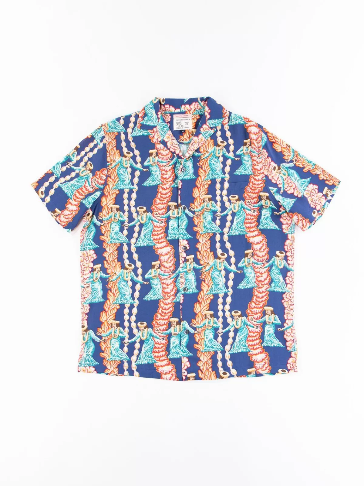 Navy Hula Auana Rayon Camp Shirt^Reyn Spooner For The Bureau Discount