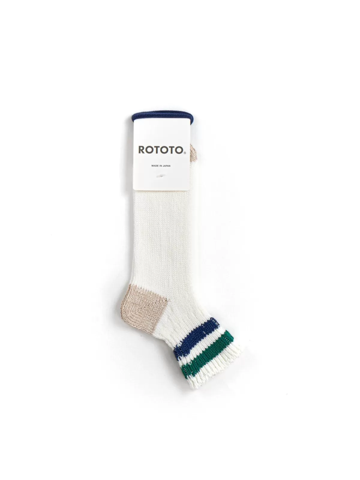 Old School Ribbed Ankle Sock Wht /Grn / D.Bl^RoToTo New