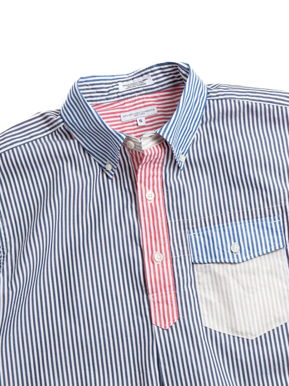 Popover Db Shirt Navy Candy Stripe Broadcloth^Engineered Garments Store