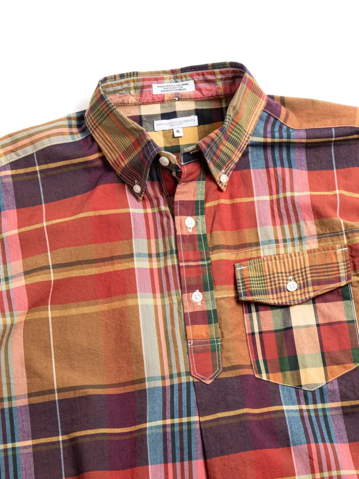 Popover Db Shirt Red/Khaki Cotton Big Plaid^Engineered Garments Discount