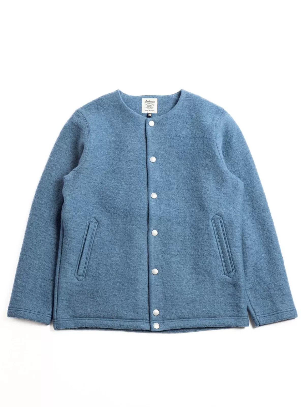 Wool Collarless Jacket Shadow Sax^Jackman Store