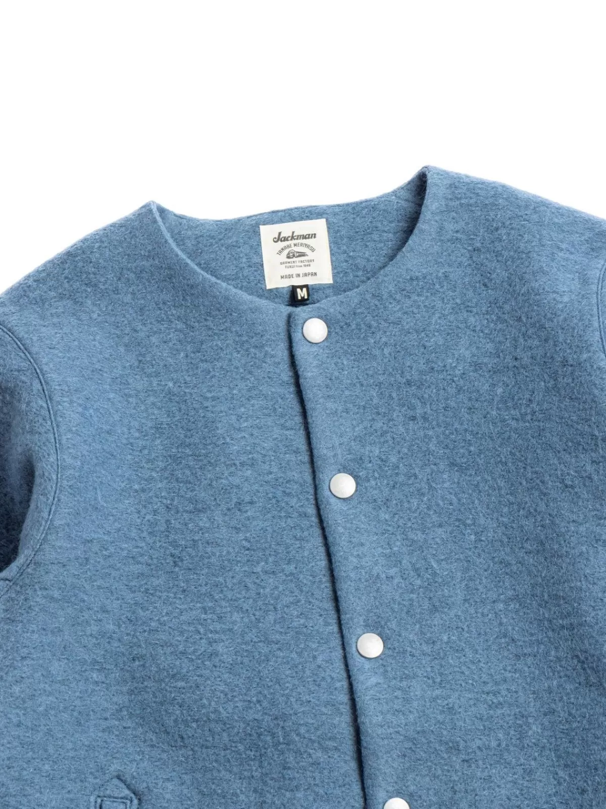 Wool Collarless Jacket Shadow Sax^Jackman Store