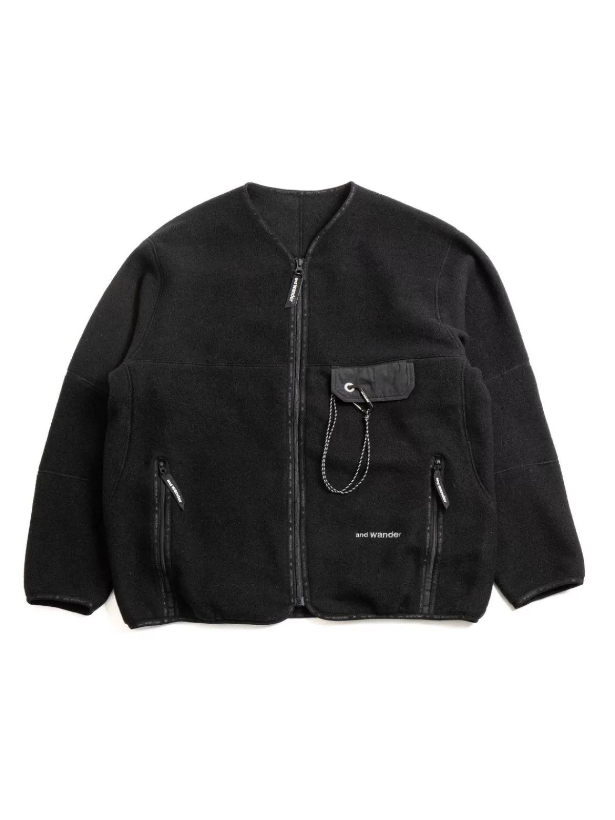 Wool Fleece Cardigan Black^and wander Best