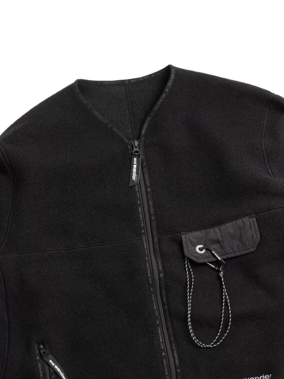 Wool Fleece Cardigan Black^and wander Best