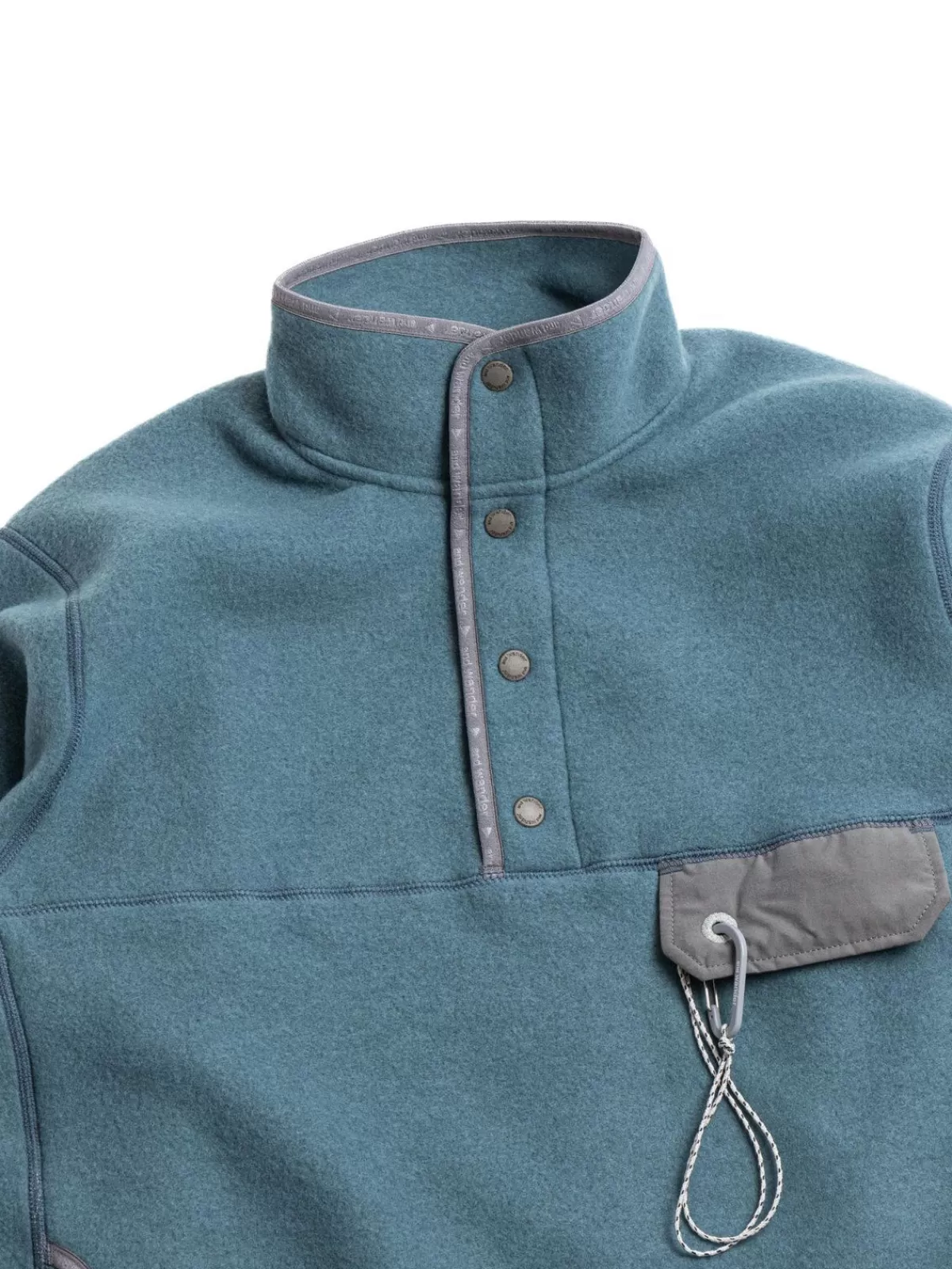 Wool Fleece Pullover Blue Gray^and wander Fashion